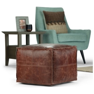 Simpli Home Sheffield Pouf, Brown