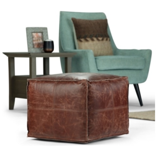 Simpli Home Sheffield Pouf, Brown