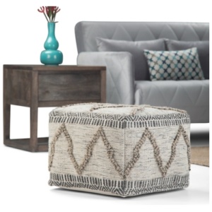 Simpli Home Sweeney Pouf, Gray/Natural