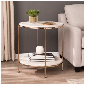 Southern Enterprises Furniture Longino Round End Table, Champagne Finish