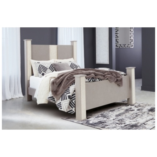 Surancha Queen Poster Bed, Gray