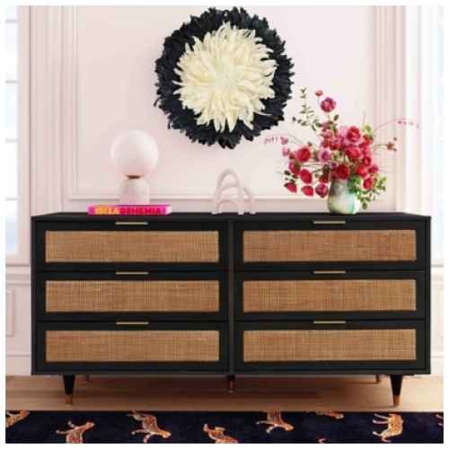 TOV Funiture Sierra Noir 6 Drawer Dresser, Black/Brown