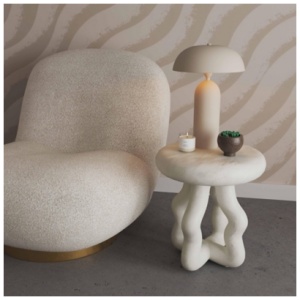 TOV Furniture Maddie Side Table, Cream