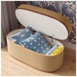 TOV Furniture Olivier Storage Ottoman, Peach