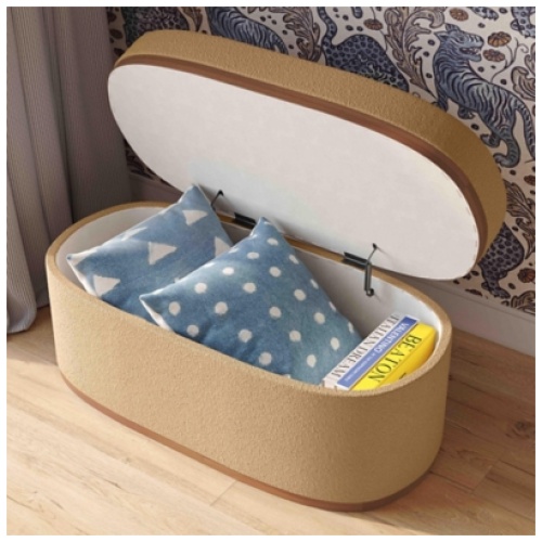 TOV Furniture Olivier Storage Ottoman, Peach