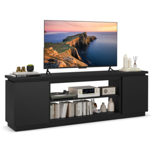 TV Cabinet with 3 Adjustable Shelves and Anti-Tipping Kits for TVs up to 80 Inch-Black
