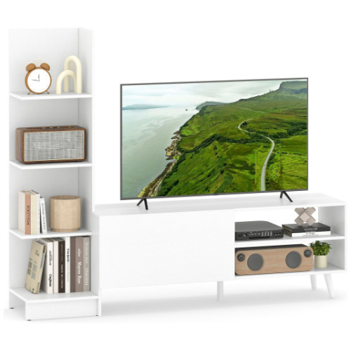 TV Stand for TVs up to 50 Inches Entertainment Center Modern Mid Century TV Cabinet-White