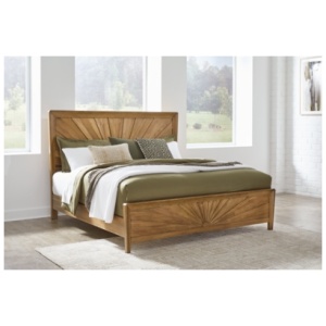 Takston Queen Panel Bed, Light Brown