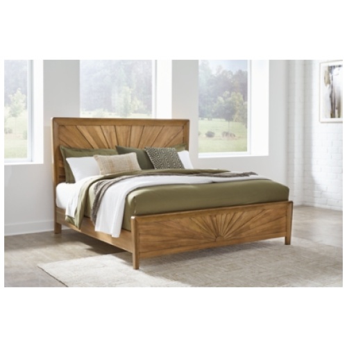 Takston Queen Panel Bed, Light Brown