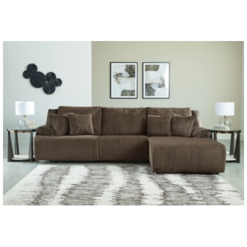 Top Tier 3-Piece Manual Reclining Modular Sectional Sofa Chaise, Chocolate