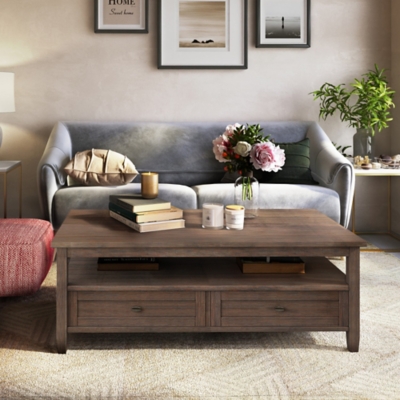 Warm Shaker Rectangle Rustic Coffee Table, Brown
