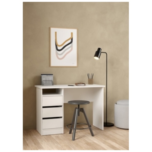 Wes Writing Desk with 3 Storage Drawers, White