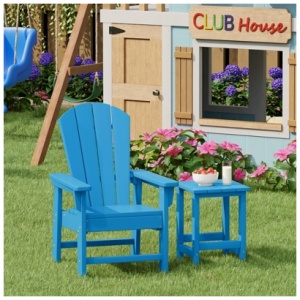 Westin Furniture Laguna Outdoor Adirondack Chair and Side Table Set, Pacific Blue