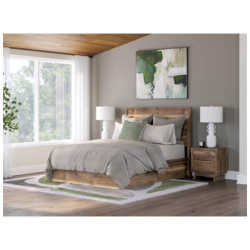 Zadilyn Queen Panel Bed with Storage, Brown