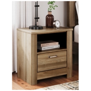 Zanbrook 23" 1 Drawer Charging Nightstand, Brown