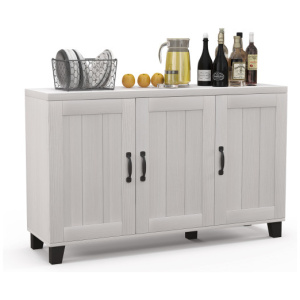 3-Door Buffet Sideboard with Adjustable Shelves and Anti-Tipping Kits-White Wash