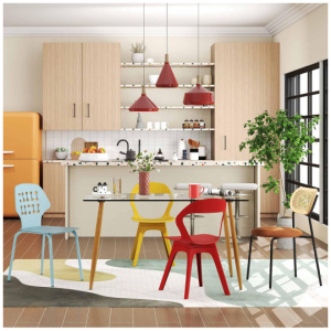 4-Piece Modern Dining Set with Chairs Bar Stools Dresser and Glass Dining Table