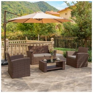 4-Piece Outdoor Patio Sofa Set with Cushions, Gray