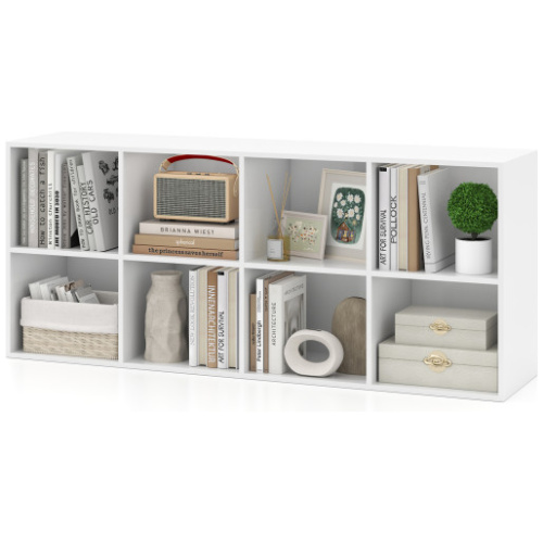 8-Cube Bookcase Bookshelf with 2 Anti-Tipping Kits Storage Organizer-White
