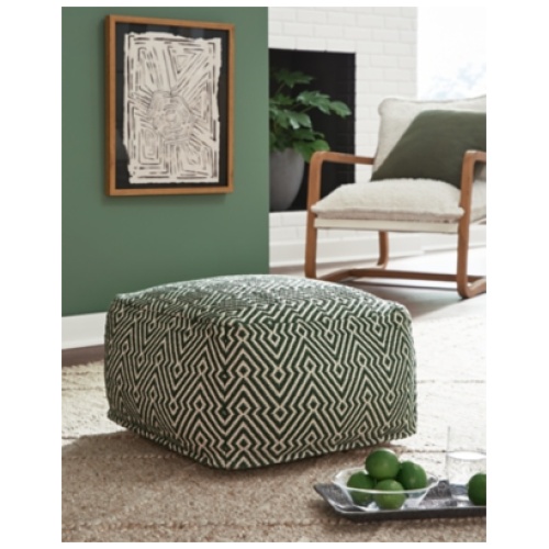 Abacy Pouf, Green/Ivory