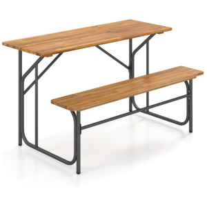 Acacia Wood Patio Table Bench for 2 People One-Side Picnic Table