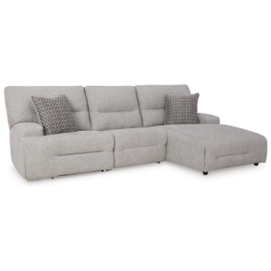 Acklen Place 3-Piece Next-Gen Nuvella™ Performance Fabric Dual Power Reclining Modular Sectional, Pewter