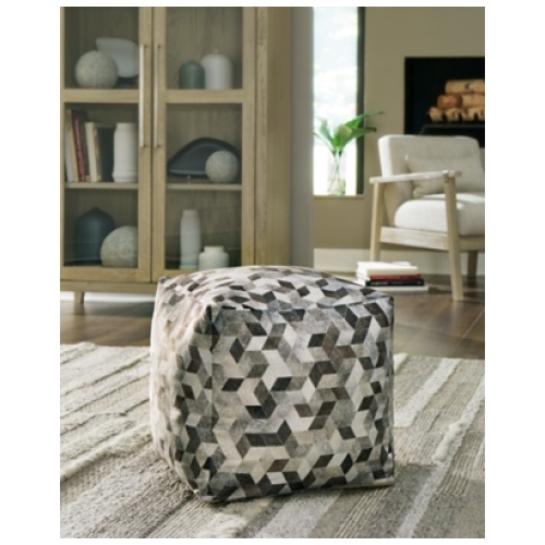 Albermarle Pouf, Gray/Brown