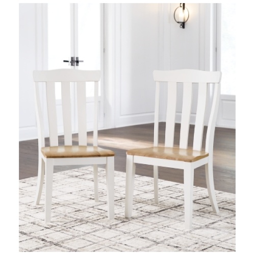 Ashbryn Dining Chair, White/Natural