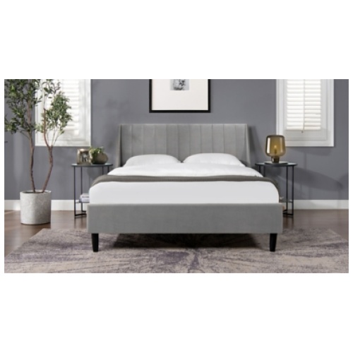 Aspen Vertical Tufted Modern Platform Bed, Opal Gray