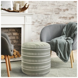 Atlantis Striped Pouf, Green