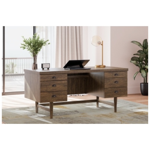 Austanny 67" Home Office Desk, Warm Brown