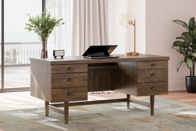 Austanny 67" Home Office Desk, Warm Brown