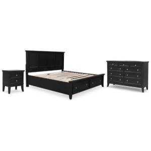 Bambori California King Panel Storage Bed with Dresser and Nightstand, Dark Brown