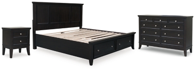 Bambori California King Panel Storage Bed with Dresser and Nightstand, Dark Brown