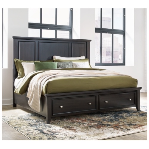 Bambori King Panel Storage Bed, Dark Brown