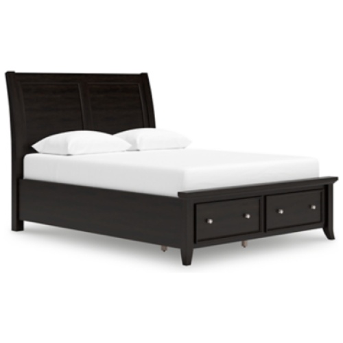 Bambori Queen Sleigh Storage Bed, Dark Brown