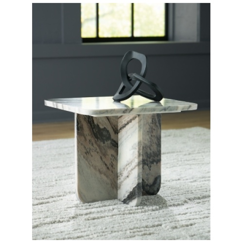 Baretton Small Accent Coffee Table, Black/White/Taupe