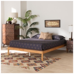 Baxton Studio Efren King Bed Frame, Honey Oak