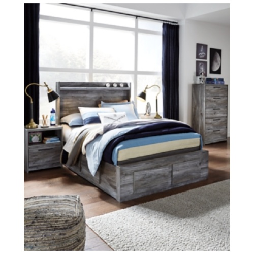Baystorm Full Panel Bed with 4 Storage Drawers, Gray