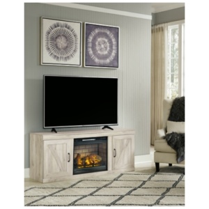 Bellaby 60" TV Stand with Electric Fireplace, Whitewash