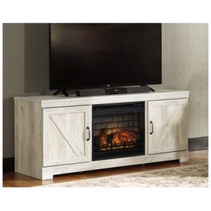 Bellaby 63" TV Stand with Electric Fireplace for Larger Rooms, Whitewash