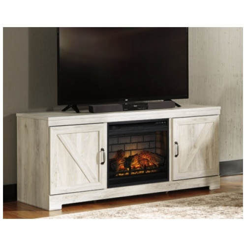 Bellaby 63" TV Stand with Electric Fireplace for Larger Rooms, Whitewash