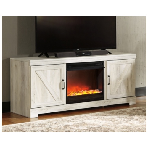 Bellaby 63" TV Stand with Electric Fireplace for Mid Size Rooms, Whitewash