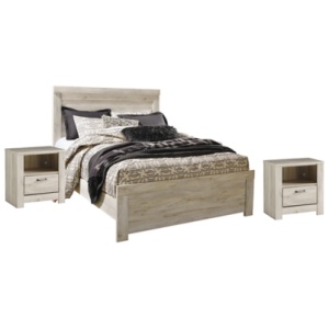 Bellaby Queen Panel Bed with 2 Nightstands, Whitewash