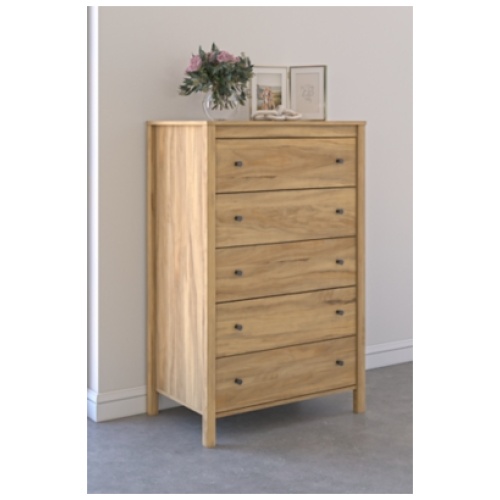Bermacy 5 Drawer Chest of Drawers, Light Brown