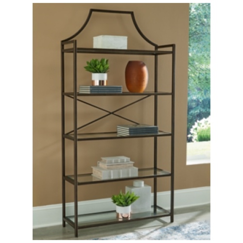 Bernonly 72" Bookcase, Antique Bronze Finish