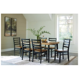 Blondon Dining Table and 6 Chairs, Brown/Black