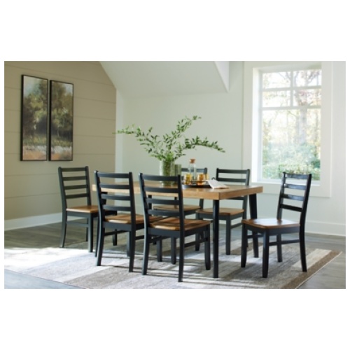 Blondon Dining Table and 6 Chairs, Brown/Black