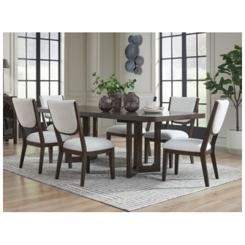 Breckington Dining Table and 6 Next-Gen Nuvella™ Performance Fabric Chairs, Dark Brown