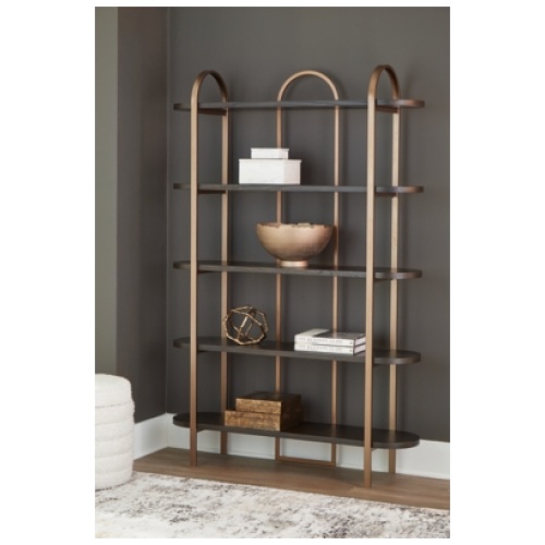 Brentmour Bookcase, Brown/Gold Finish